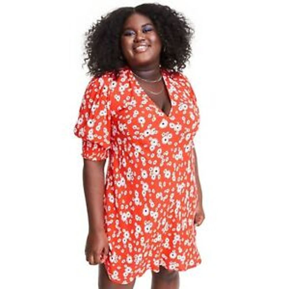 Rixo x Target Floral Puff Sleeve Swing Dress Red - Picture 2 of 12